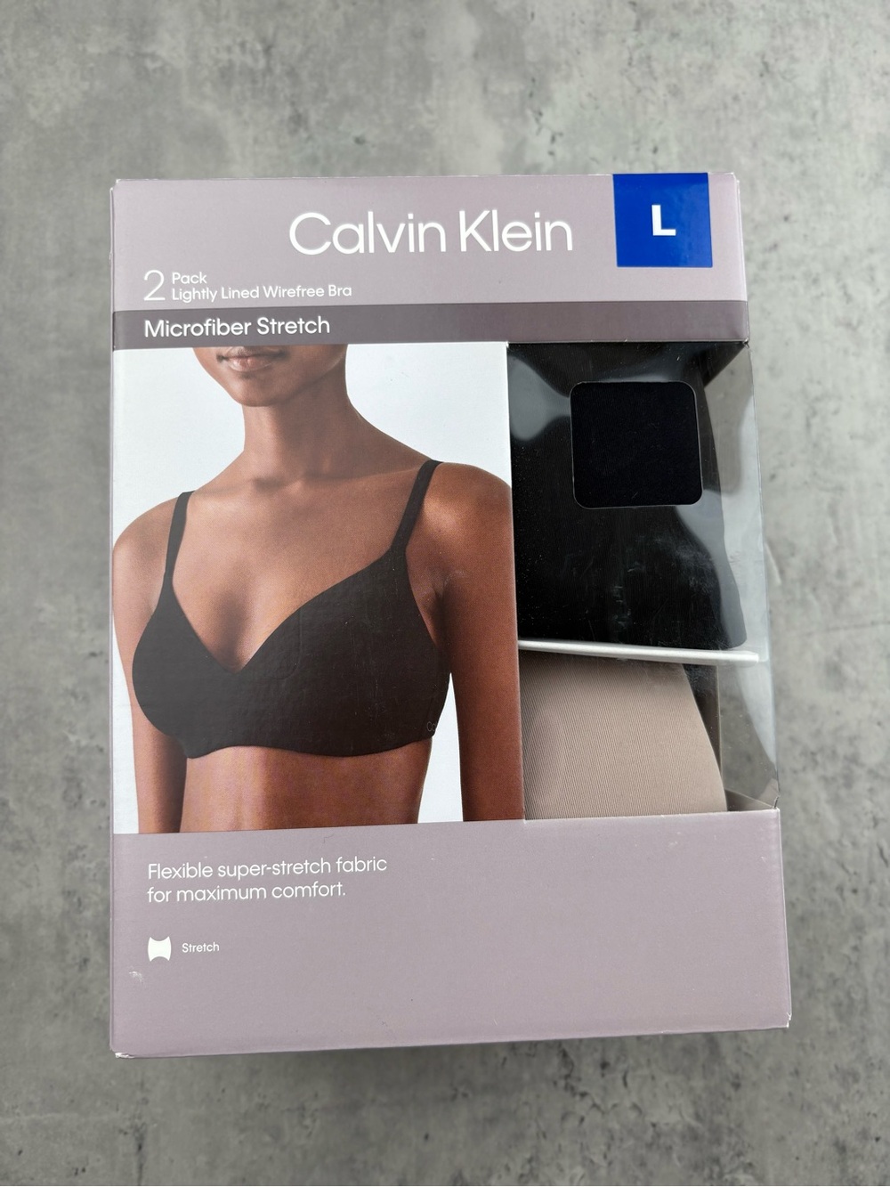 Calvin Klein wirefree bra 2 pack microfiber stretch size large lightly lined
